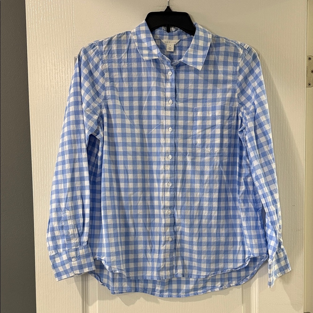 Caslon Light Blue and White Plaid Shirt XL‎